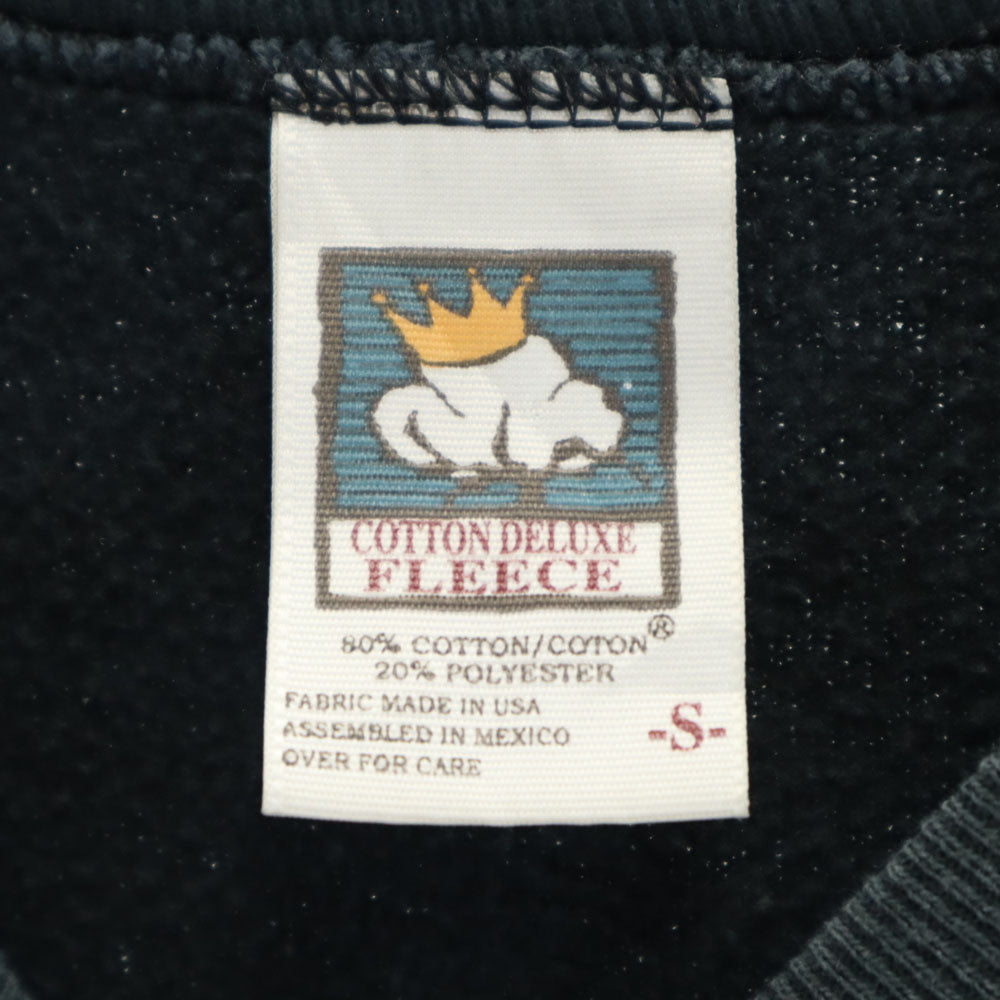 COTTON DELUXE FLEECE 90s オールド USA製  アニマルプリント 長袖 スウェット S ブラック 裏起毛 トレーナー メンズ