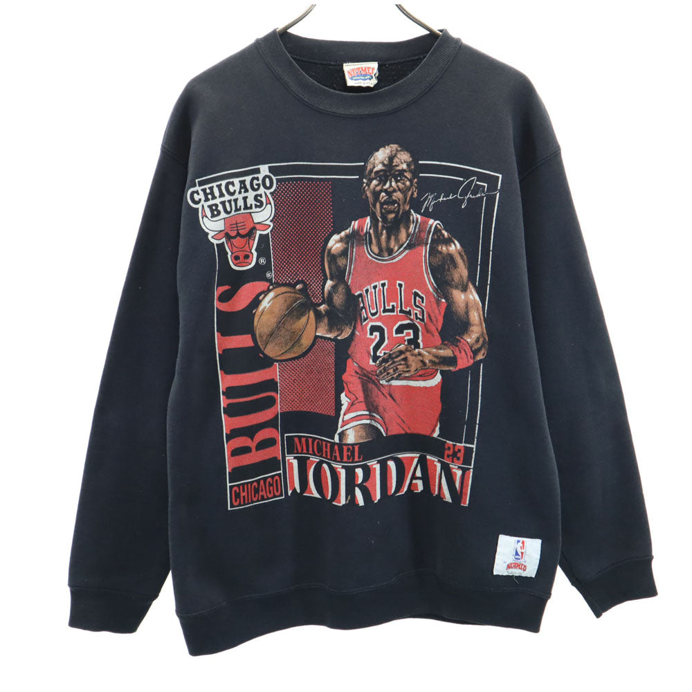 NUTMEG ナツメグ 90s オールド USA製 マイケルジョーダン 長袖 スウェット L ブラック 裏起毛 トレーナー メンズ
