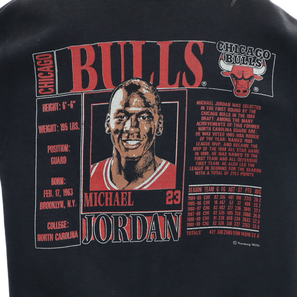NUTMEG ナツメグ 90s オールド USA製 マイケルジョーダン 長袖 スウェット L ブラック 裏起毛 トレーナー メンズ
