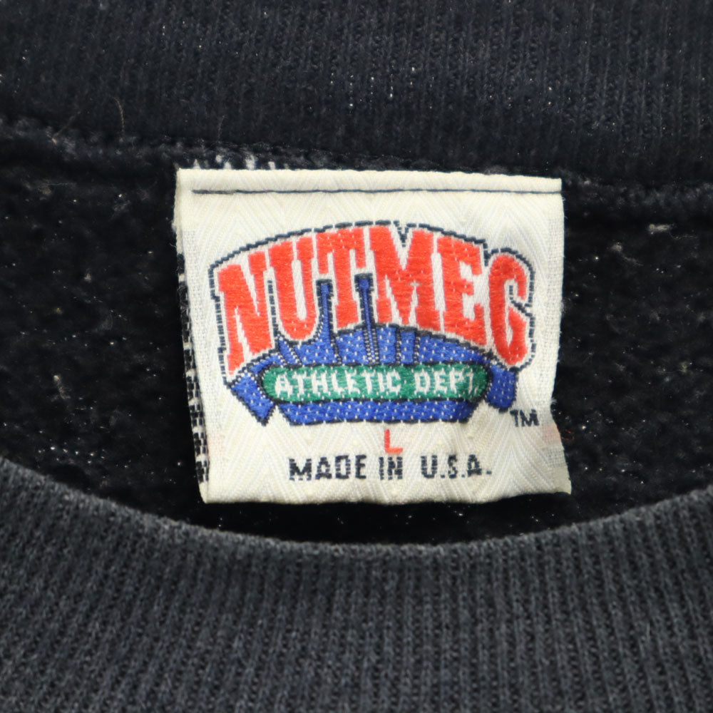 NUTMEG ナツメグ 90s オールド USA製 マイケルジョーダン 長袖 スウェット L ブラック 裏起毛 トレーナー メンズ