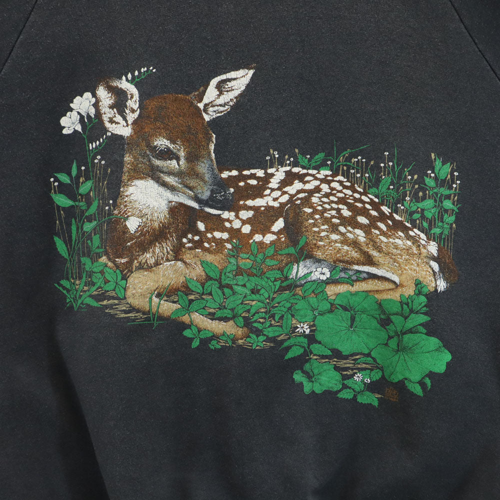 LSJ SPORTSWEAR 90s オールド 長袖 ラグラン スウェット ブラック LSJ SPORTSWEAR 裏起毛 トレーナー メンズ