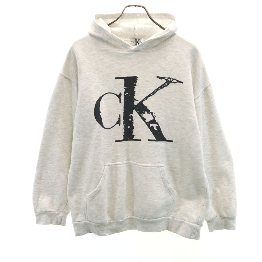 Calvin klein Jeans カルバンクラインジーンズ 90s オールド 長袖 パーカー L ホワイト 裏起毛 メンズ