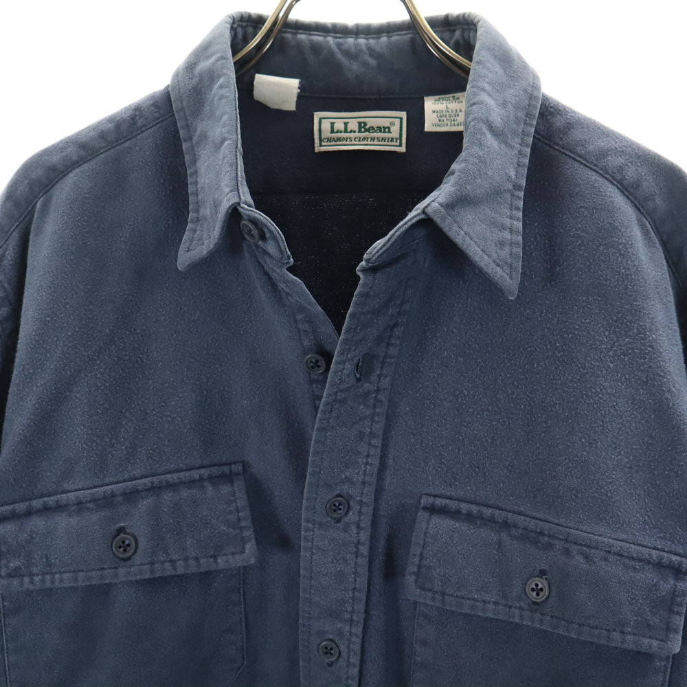 L.L.Bean エルエルビーン 80s ヴィンテージ USA製 シャモア 長袖 コットンシャツ L ブルー メンズ