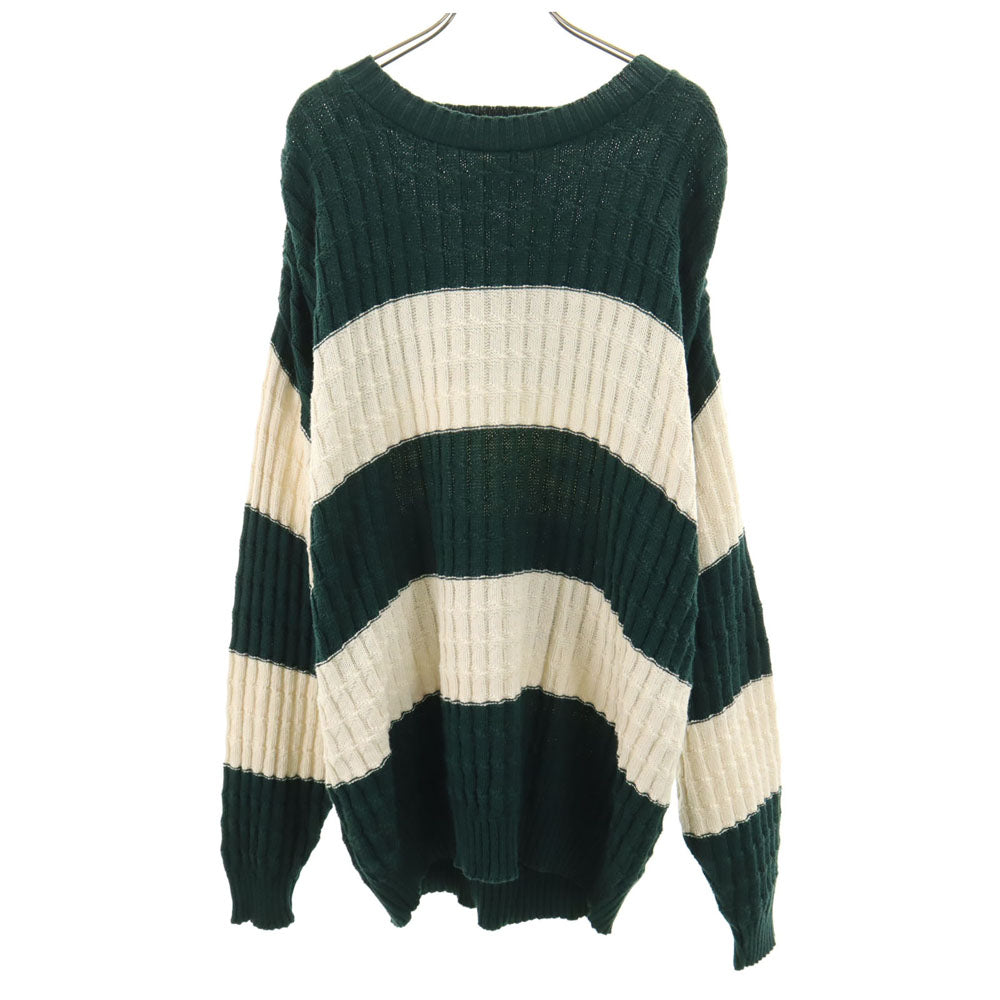 Lee SPORT リースポーツ 90s オールド USA製 ボーダー柄 長袖 セーター L グリーン×ホワイト ニット メンズ