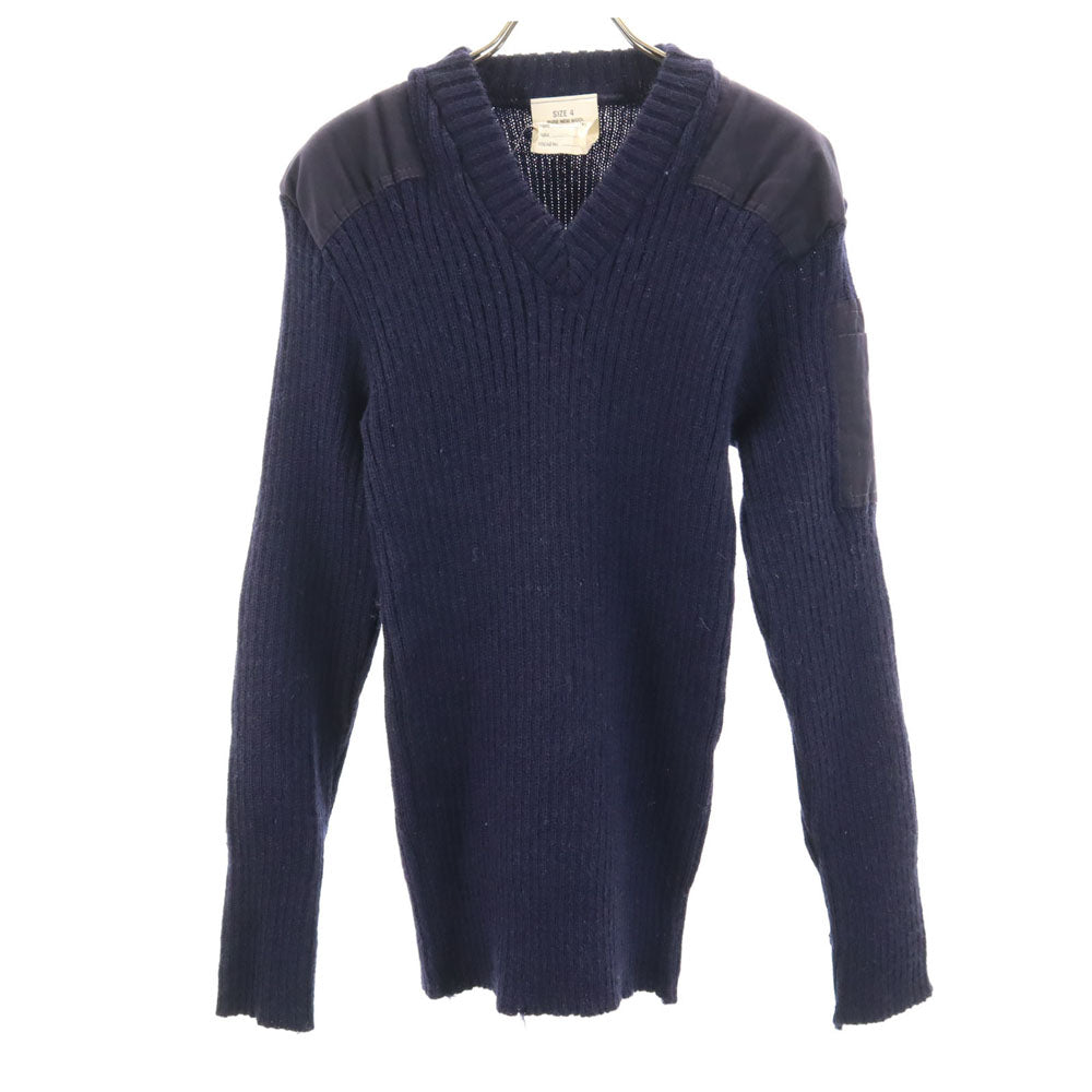 British Army イギリス軍 90s オールド イングランド製 ウールブレンド 長袖 コマンド セーター 4 ネイビー ニット インナー メンズ