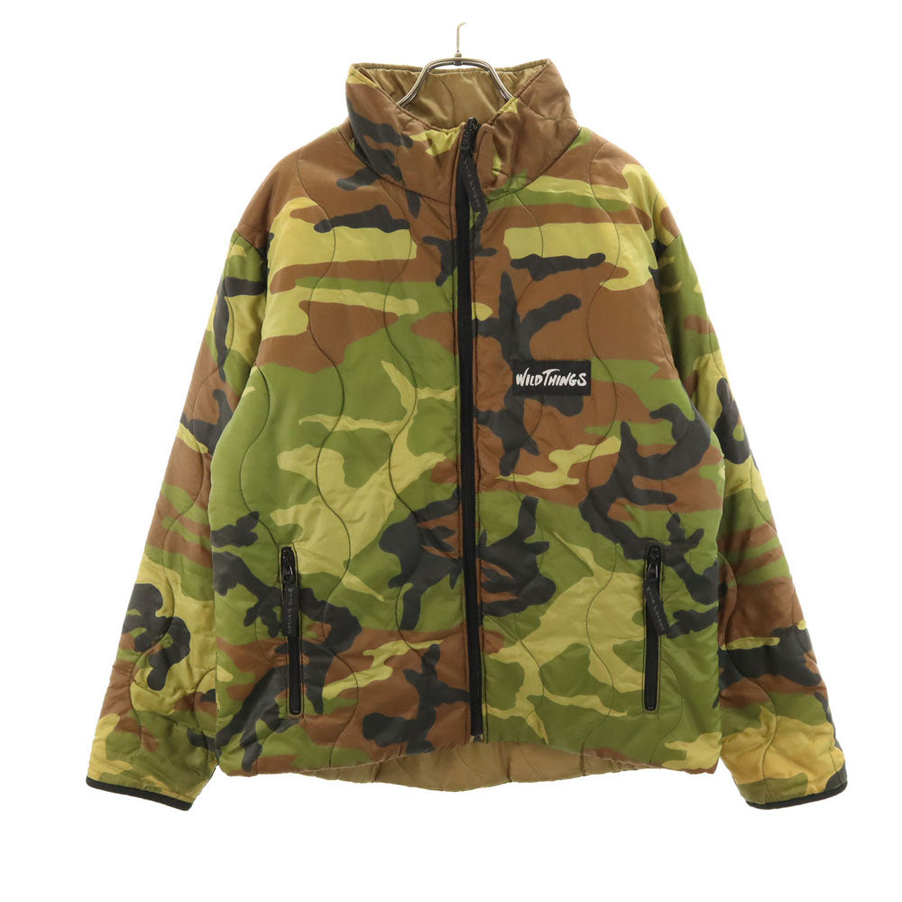 WILDTHINGS ワイルドシングス USA製 プリマロフト カモフラ柄 リバーシブル キルティングジャケット M ブラウン 他 中綿入り 迷彩 メンズ