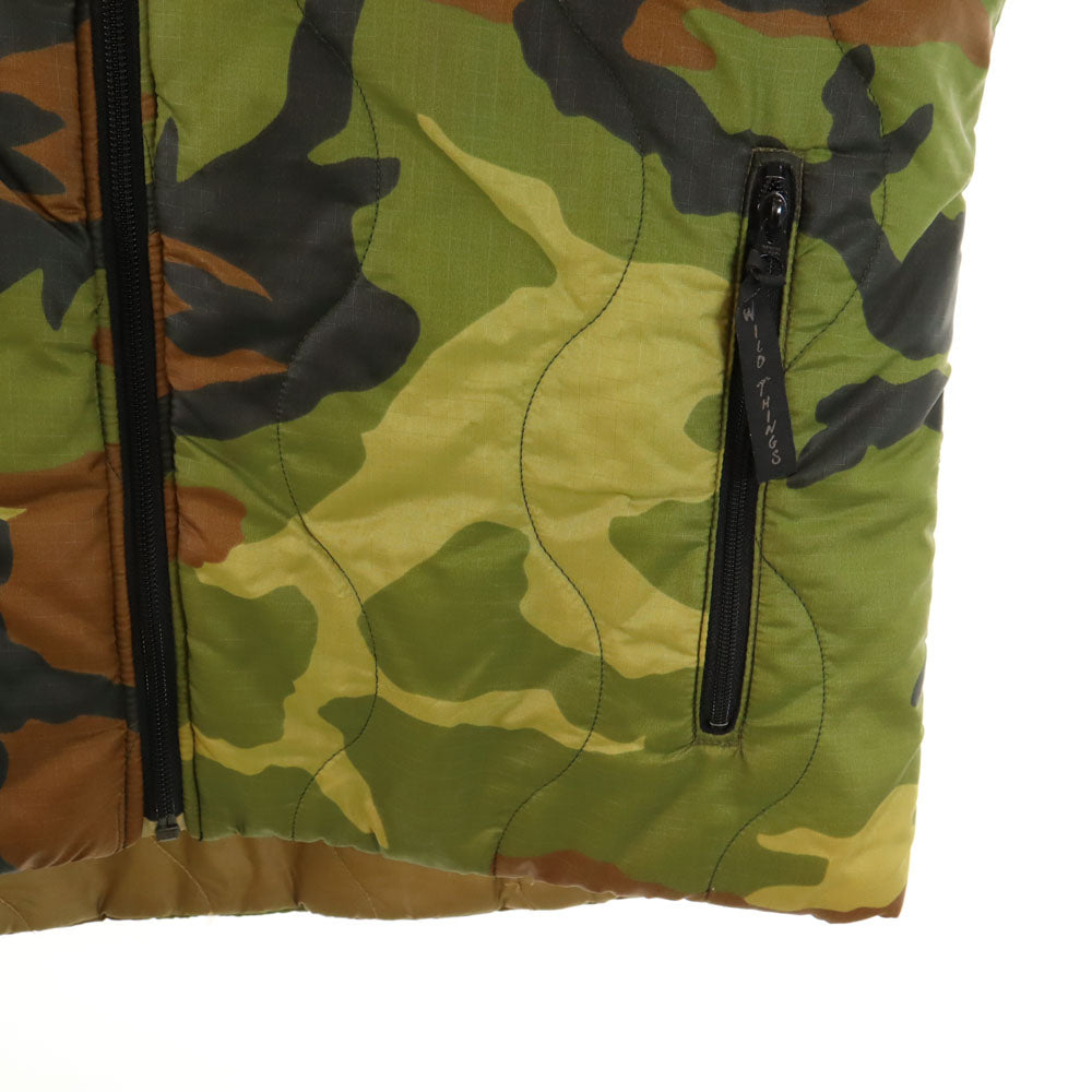 WILDTHINGS ワイルドシングス USA製 プリマロフト カモフラ柄 リバーシブル キルティングジャケット M ブラウン 他 中綿入り 迷彩 メンズ