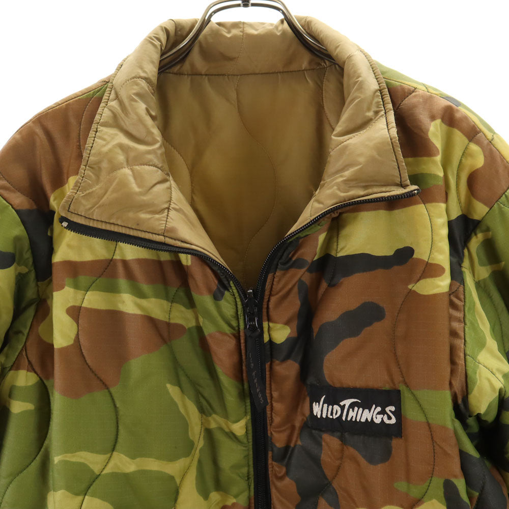 WILDTHINGS ワイルドシングス USA製 プリマロフト カモフラ柄 リバーシブル キルティングジャケット M ブラウン 他 中綿入り 迷彩 メンズ