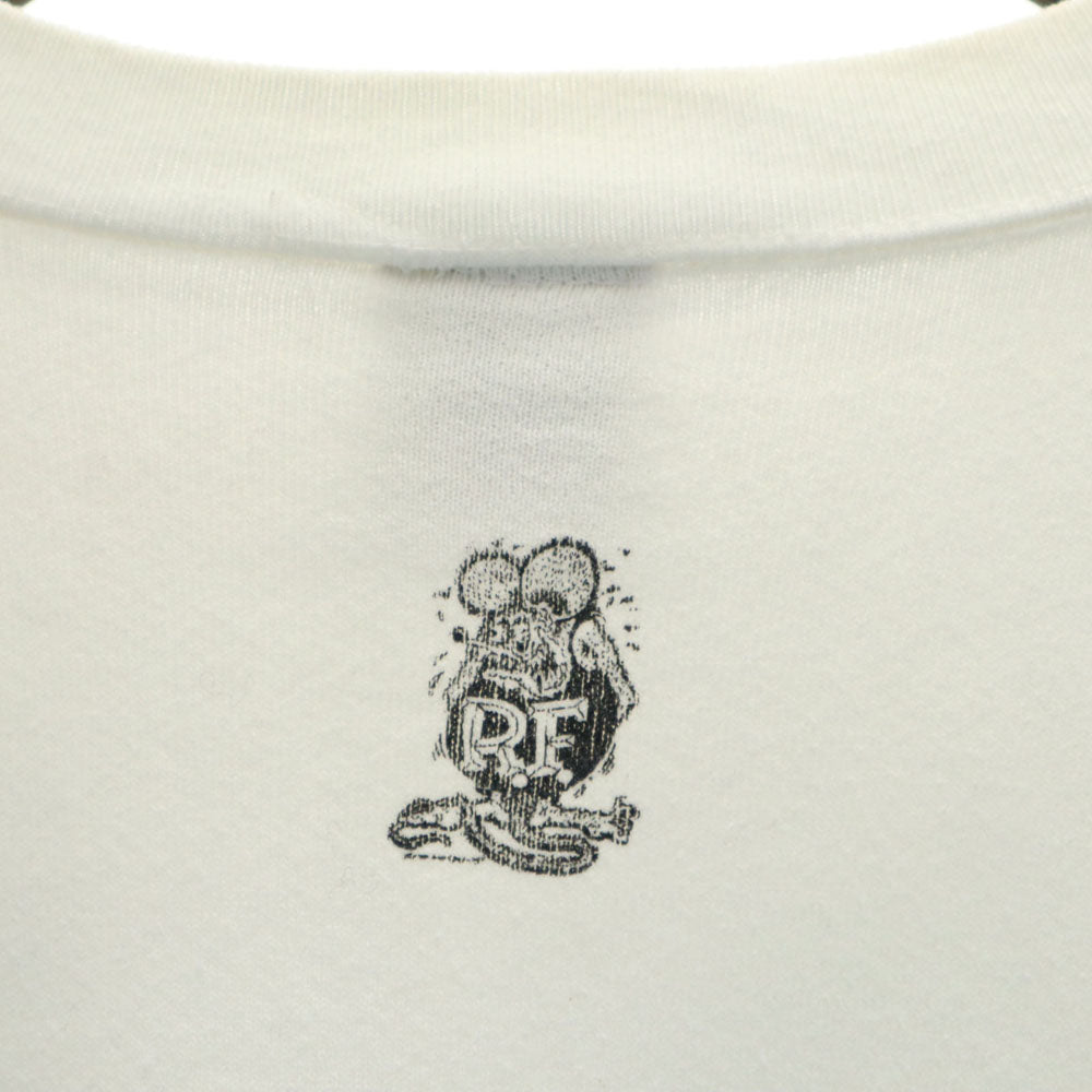 ONEITA オニータ 90s オールドUSA製 ラットフィンク 長袖 プリント スウェット M ホワイト トレーナー 裏起毛 メンズ