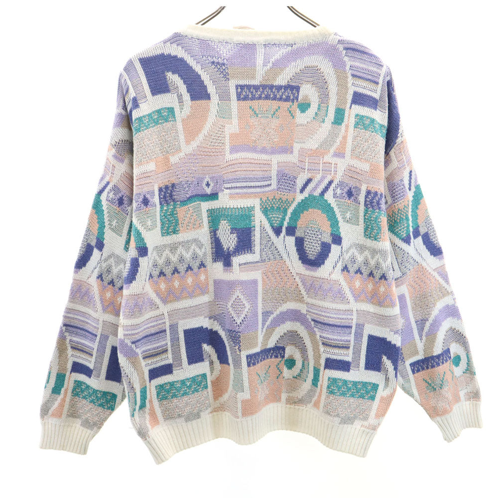 PRONTO UOMO 90s イタリア製 オールド 総柄 長袖 セーター 48 ホワイト 他 ニット メンズ