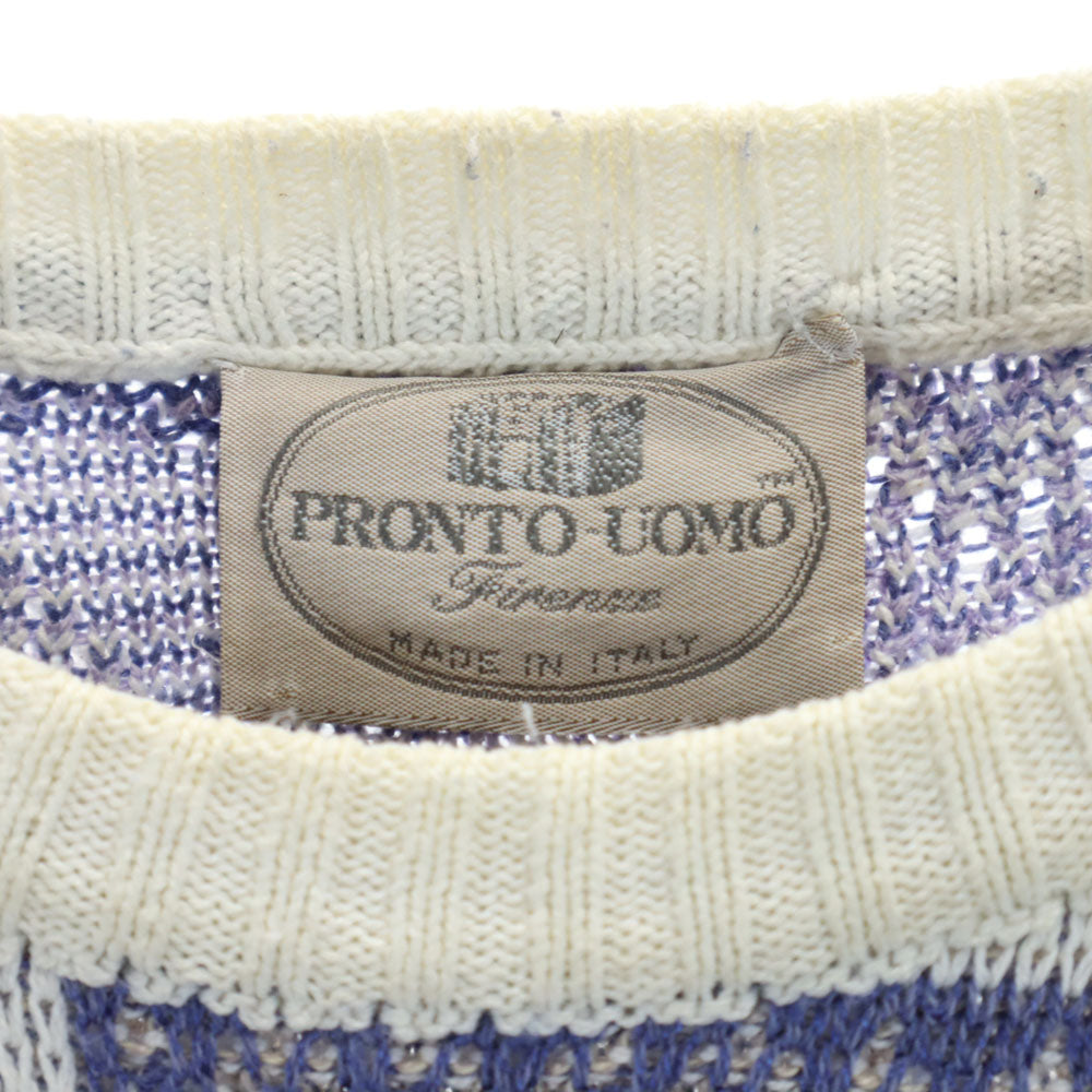 PRONTO UOMO 90s イタリア製 オールド 総柄 長袖 セーター 48 ホワイト 他 ニット メンズ
