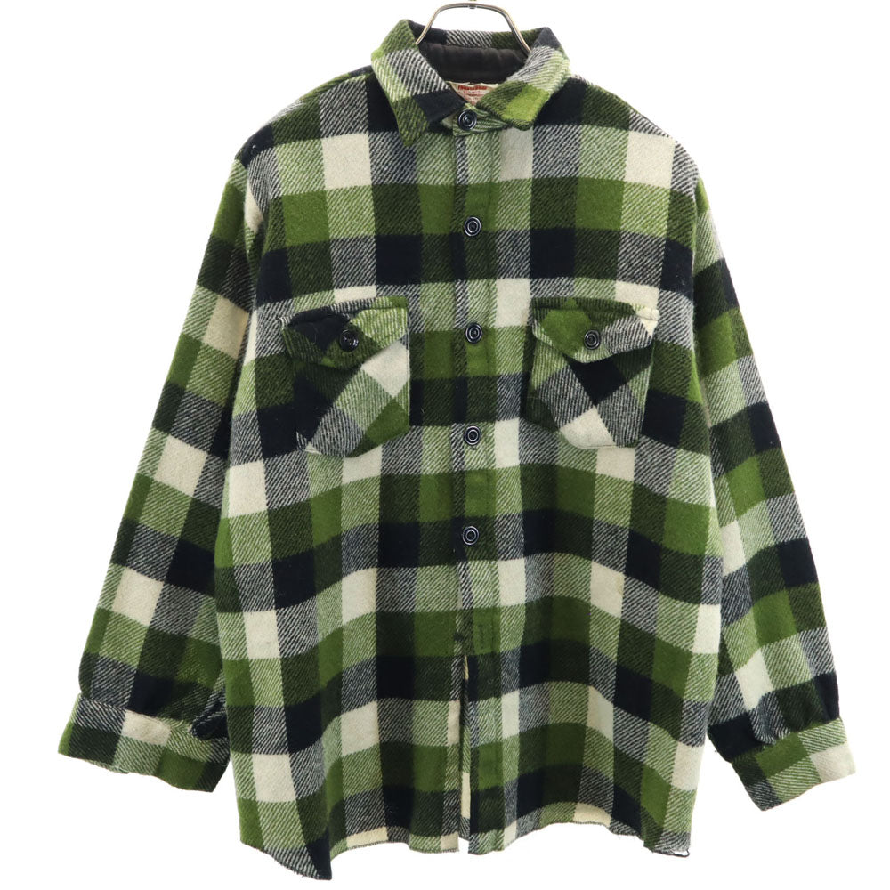 フロストプルーフ 60s 70s ヴィンテージ USA製 ウールブレンド チェック柄 長袖 ウールシャツ 16 グリーン FROSTPROOF メンズ