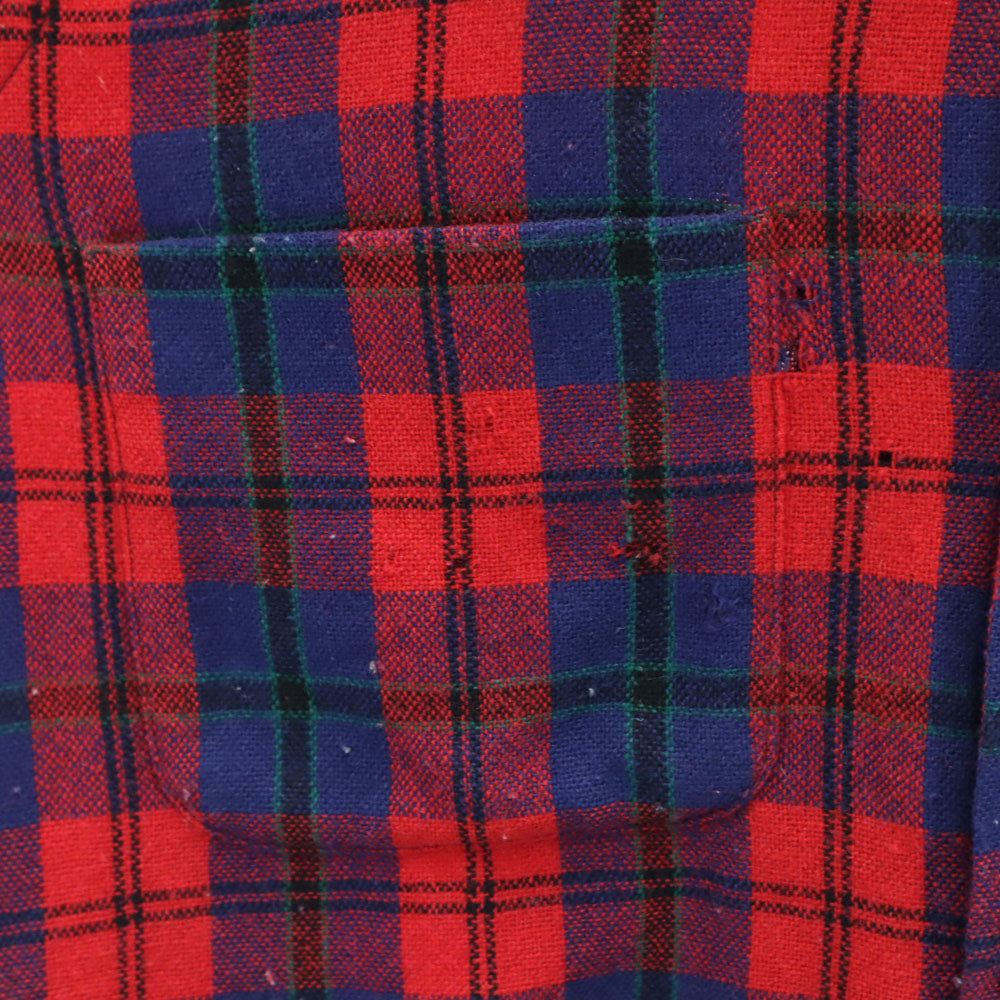 Country and Casual 60s ヴィンテージ ウールブレンド チェック柄 長袖 開襟 ウールシャツ 15M151/2 レッド×ブルー メンズ