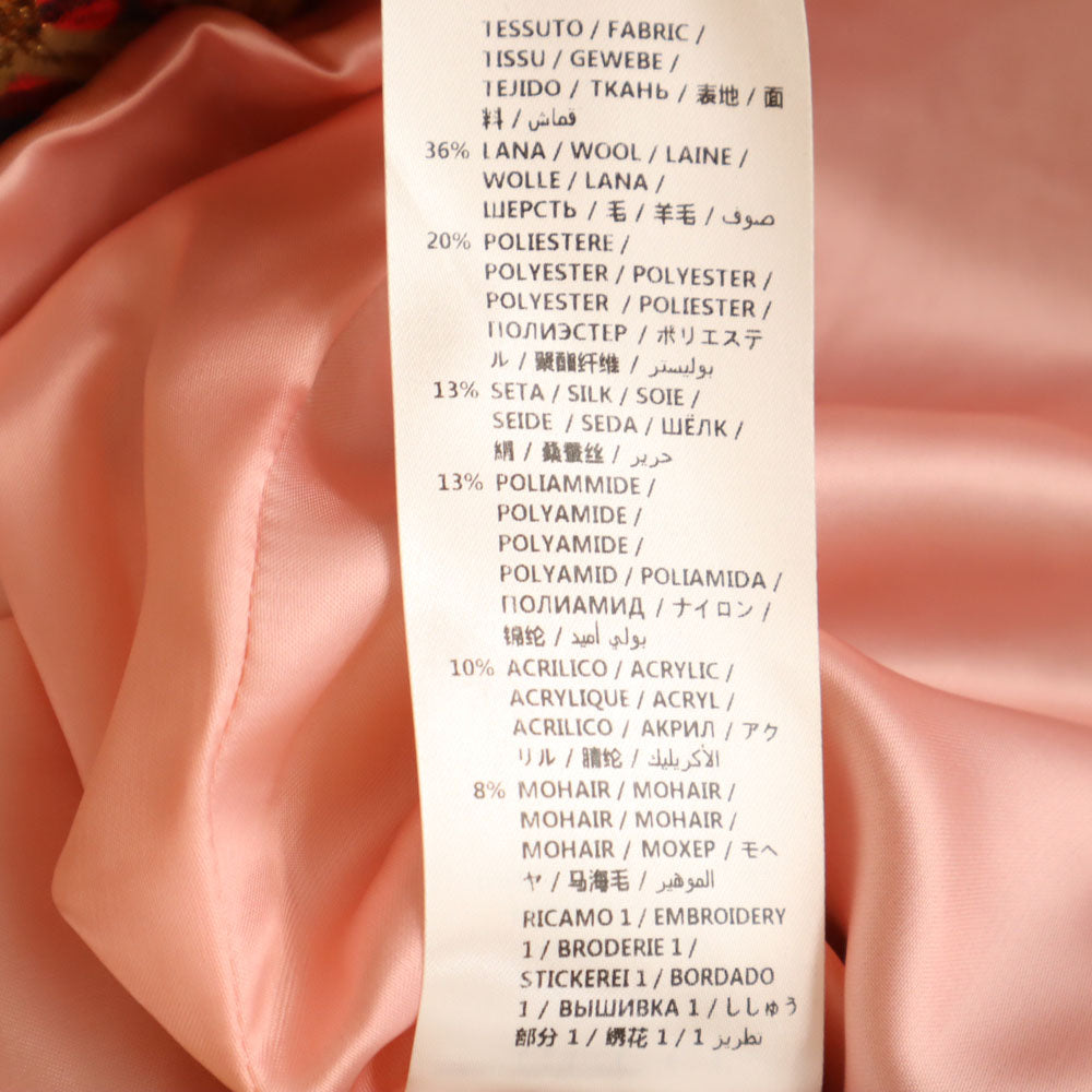 GUCCI グッチ 441738 イタリア製 花柄 ジャガード ジャケット 38 レッド 他 リボン ハンガー付き レディース