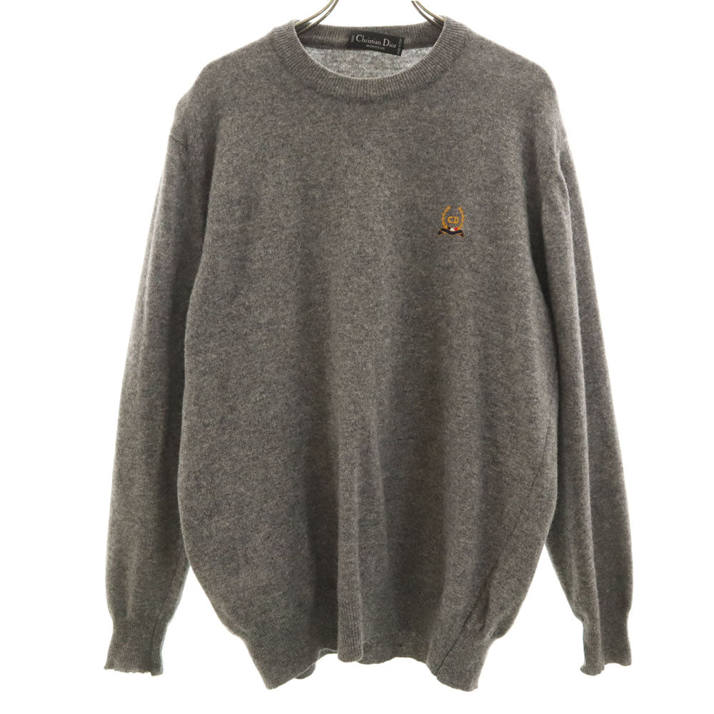 Christian Dior MONSIEUR クリスチャンディオール ムッシュ 90s イタリア製 オールド 長袖 セーター 50 グレー ニット メンズ