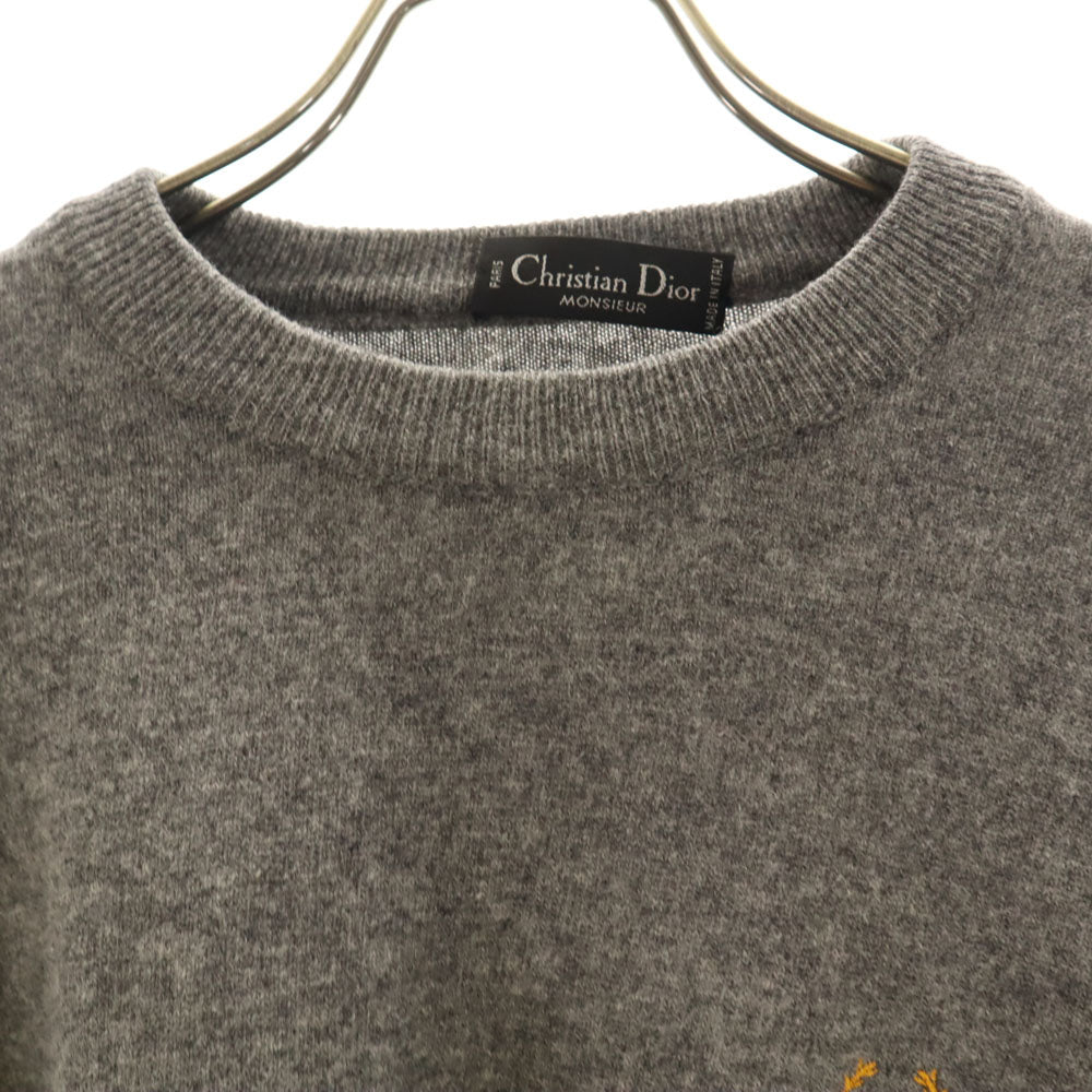 Christian Dior MONSIEUR クリスチャンディオール ムッシュ 90s イタリア製 オールド 長袖 セーター 50 グレー ニット メンズ