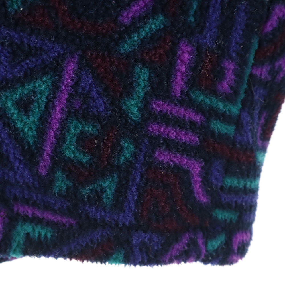 Columbia コロンビア 90s アウトドア オールド 総柄 ハーフジップ フリース ジャケット M ネイビー プルオーバー レディース