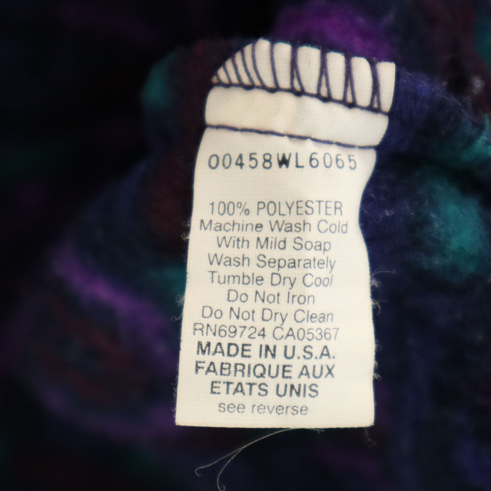 Columbia コロンビア 90s アウトドア オールド 総柄 ハーフジップ フリース ジャケット M ネイビー プルオーバー レディース