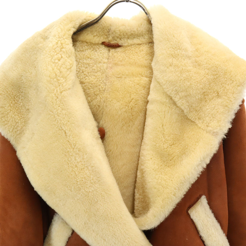 ヴィンテージ 80s トルコ製 シャーリング加工 ムートンジャケット free ブラウン VINTAGE フーディー レディース