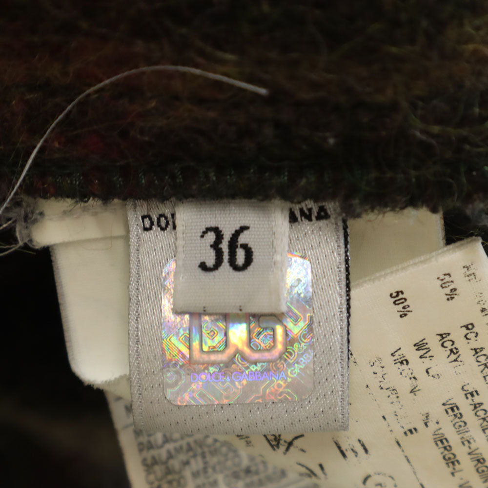 ドルチェアンドガッバーナ ルーマニア製 チェック柄 7分袖 ポンチョ 36 グリーン DOLCE&GABBANA レディース