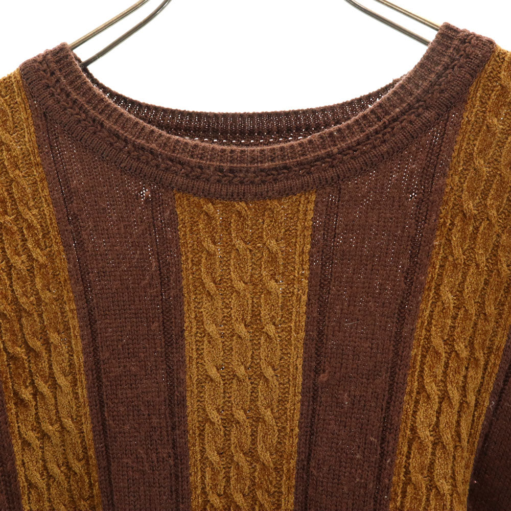 YVES SAINT LAURENT イヴサンローラン 90s 日本製 オールド 長袖 セーター LA ブラウン ニット ケーブル編み メンズ