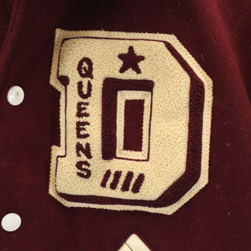 VINTAGE ヴィンテージ 60s 70s ヴィンテージ レザー切り替え ウール スタジャン ワインレッド チェーンステッチ メンズ