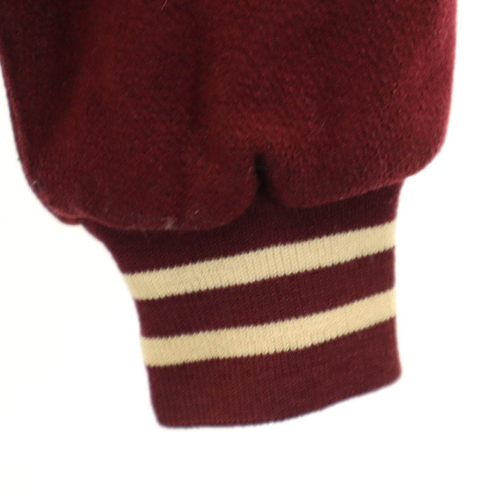 VINTAGE ヴィンテージ 60s 70s ヴィンテージ レザー切り替え ウール スタジャン ワインレッド チェーンステッチ メンズ