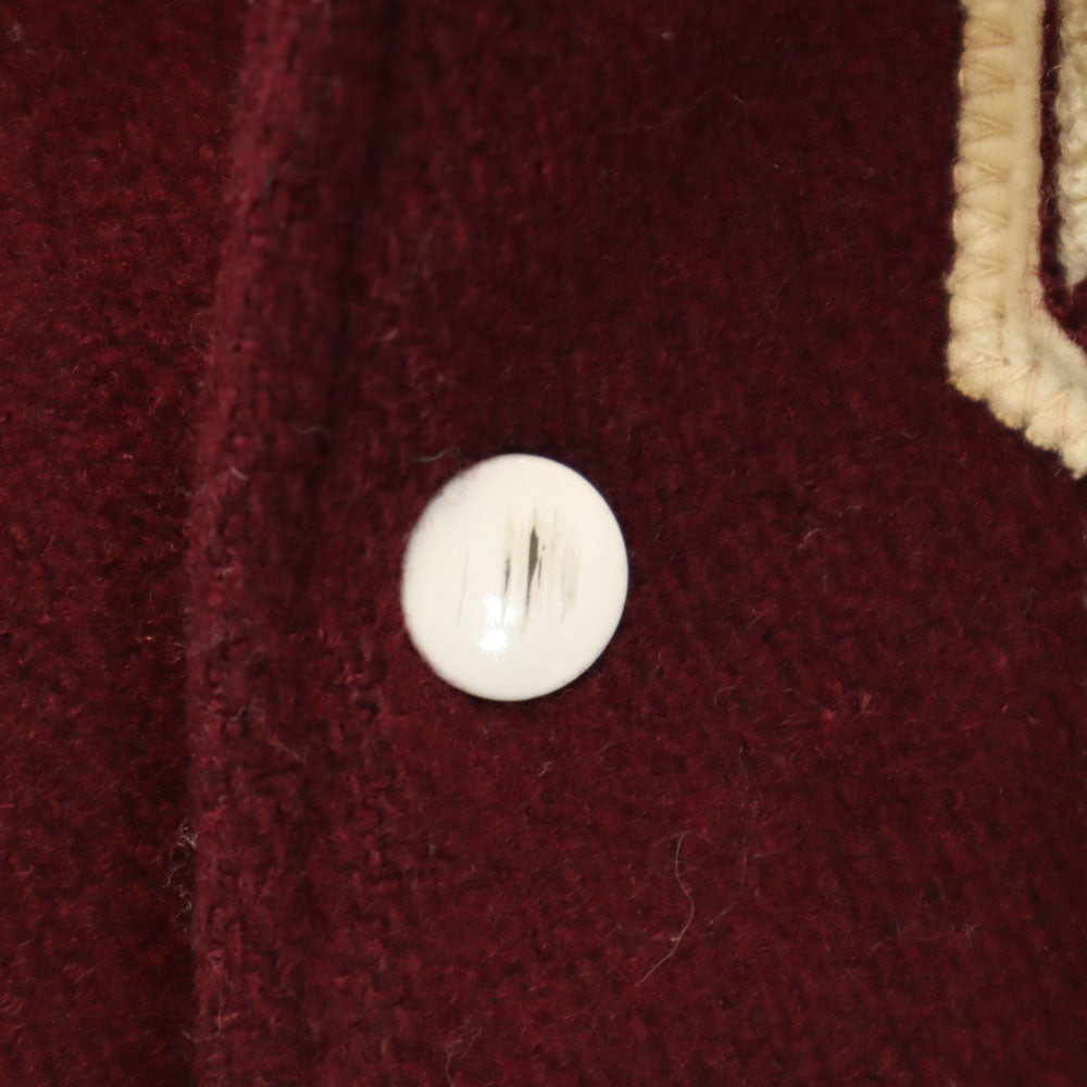 VINTAGE ヴィンテージ 60s 70s ヴィンテージ レザー切り替え ウール スタジャン ワインレッド チェーンステッチ メンズ