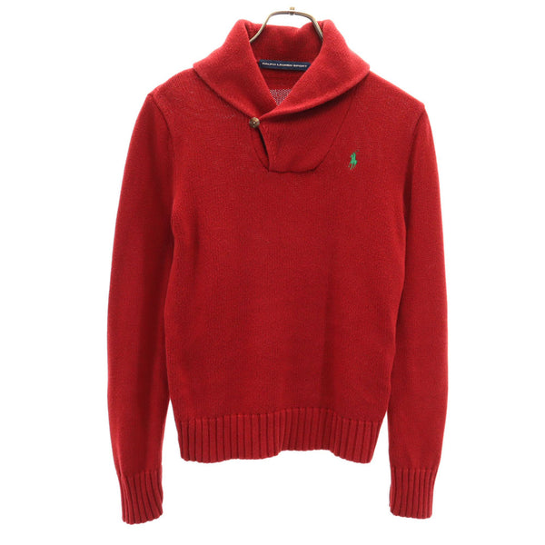 ラルフローレンスポーツ 長袖 ショールカラー セーター M レッド RALPH LAUREN SPORT ニット レディース