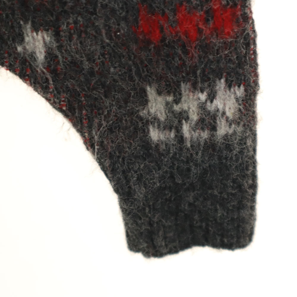 The Pat Boone Sweater by Revere 70s ヴィンテージ 総柄 長袖 ショールカラー セーター L チャコールグレー ニット メンズ