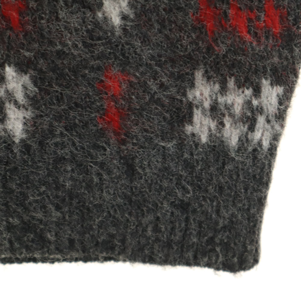 The Pat Boone Sweater by Revere 70s ヴィンテージ 総柄 長袖 ショールカラー セーター L チャコールグレー ニット メンズ