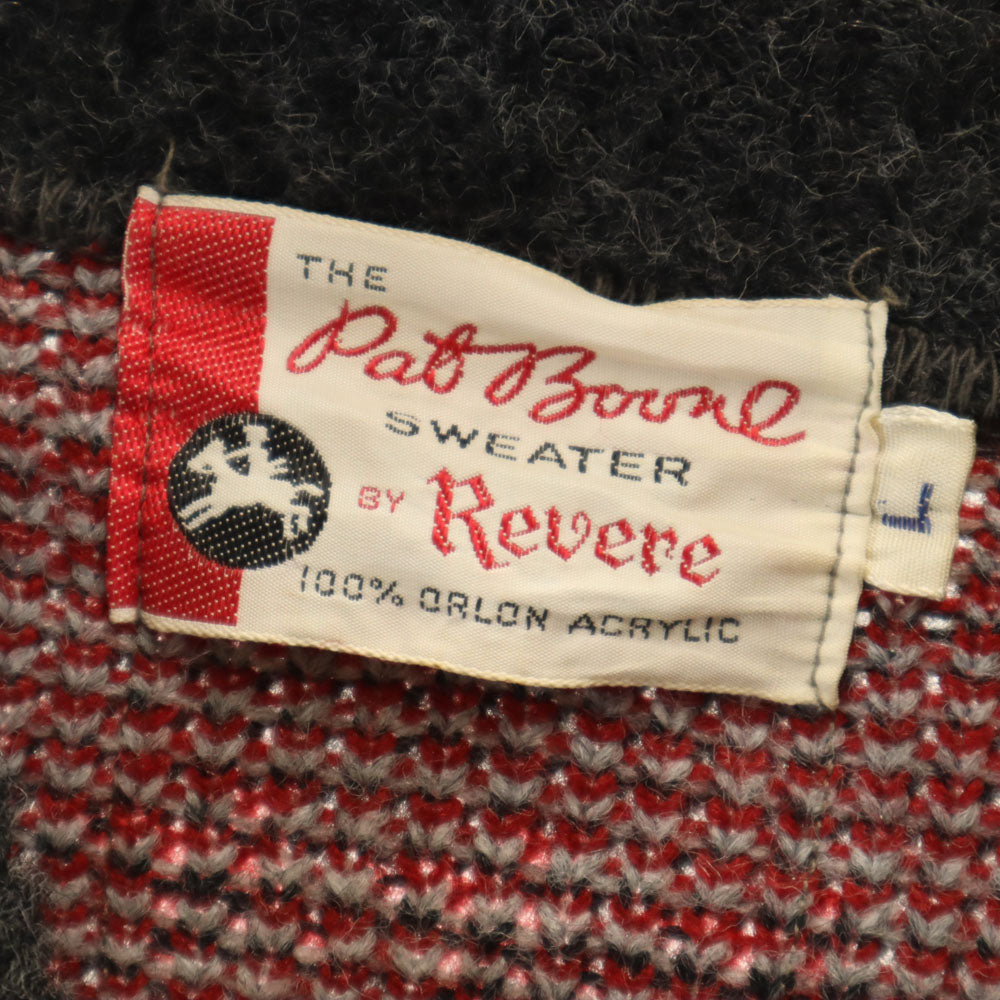 The Pat Boone Sweater by Revere 70s ヴィンテージ 総柄 長袖 ショールカラー セーター L チャコールグレー ニット メンズ