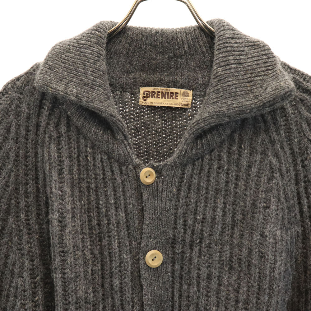 ブレニア 80s スコットランド製 ヴィンテージ 長袖 ニットカーディガン グレー メンズ