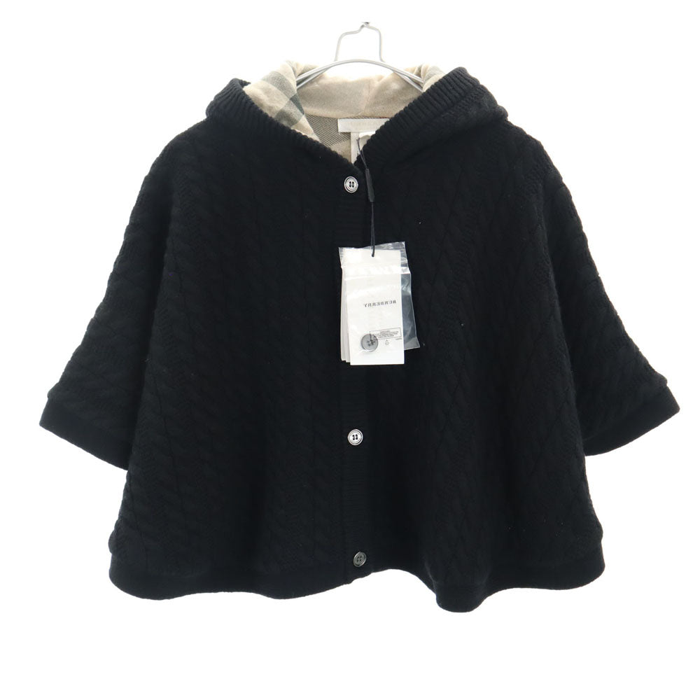 未使用 バーバリーチルドレン ウールブレンド 長袖 ポンチョ 18M-3Y ブラック レディース