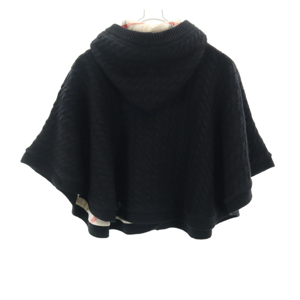 未使用 バーバリーチルドレン ウールブレンド 長袖 ポンチョ 18M-3Y ブラック レディース