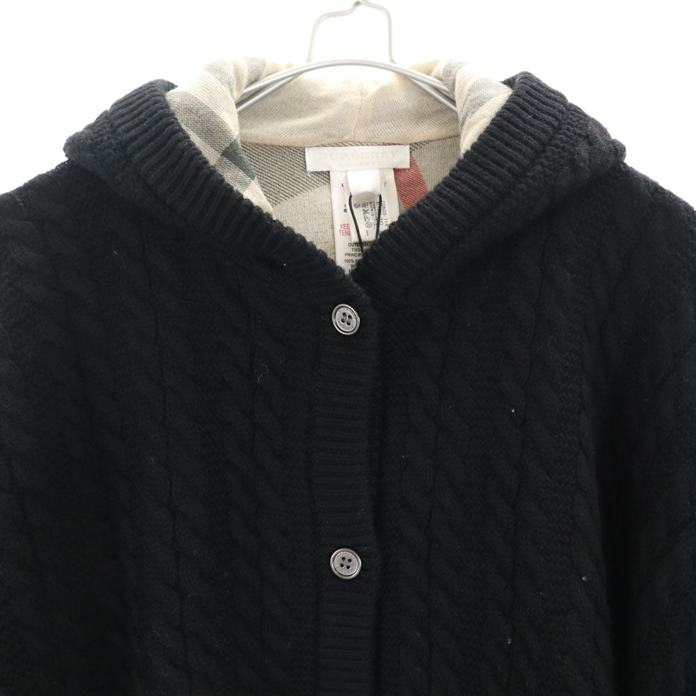 未使用 バーバリーチルドレン ウールブレンド 長袖 ポンチョ 18M-3Y ブラック レディース