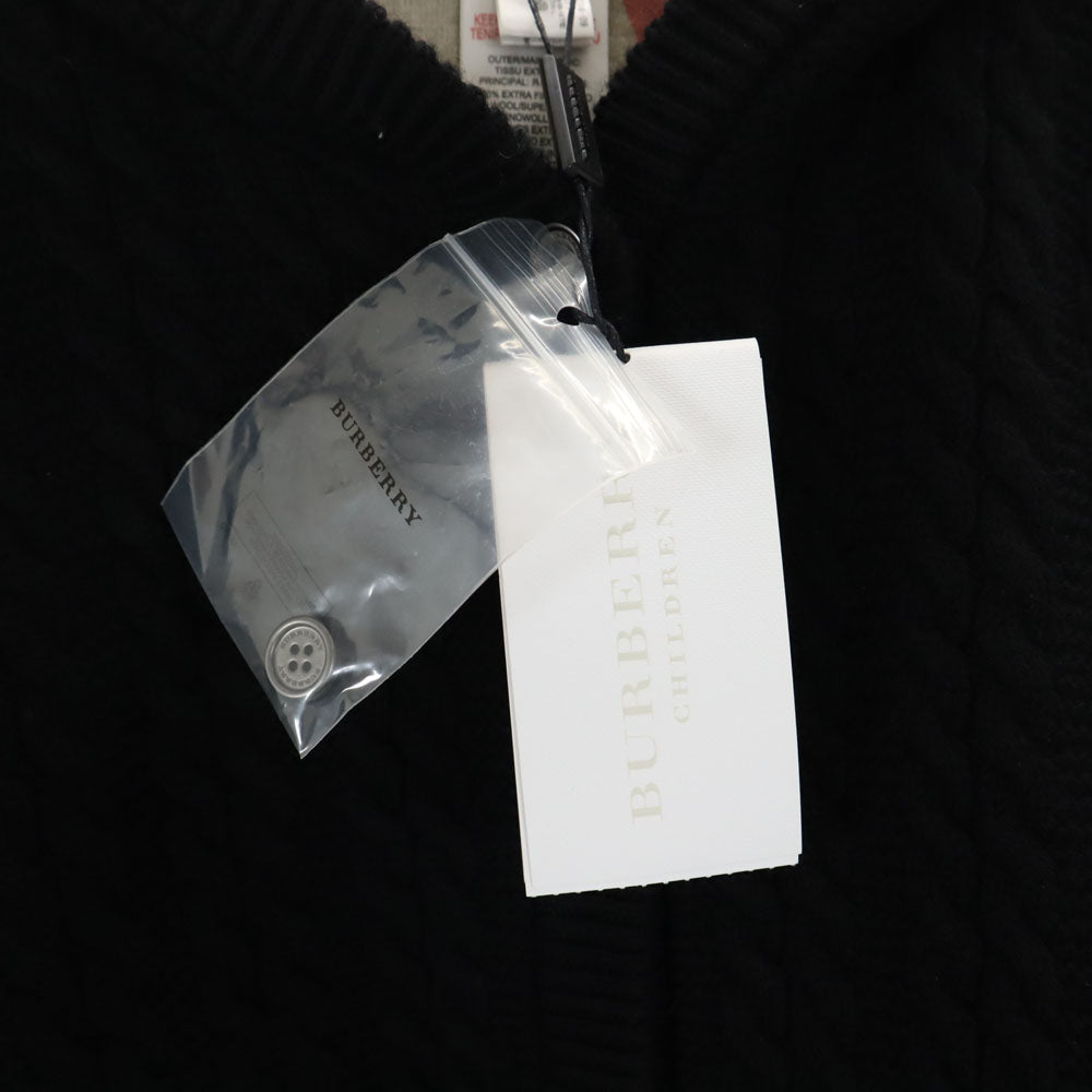 未使用 バーバリーチルドレン ウールブレンド 長袖 ポンチョ 18M-3Y ブラック レディース