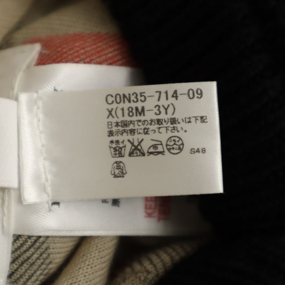 未使用 バーバリーチルドレン ウールブレンド 長袖 ポンチョ 18M-3Y ブラック レディース