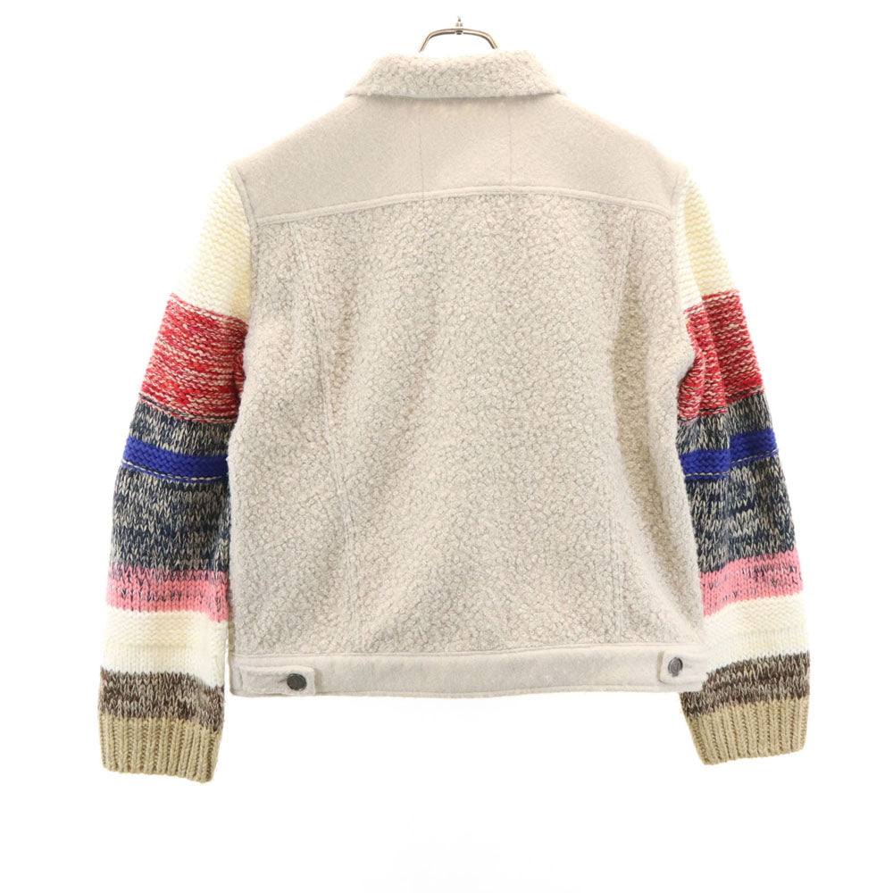 Desigual デシグアル ニット切替 トラッカー ジャケット XL グレージュ レディース