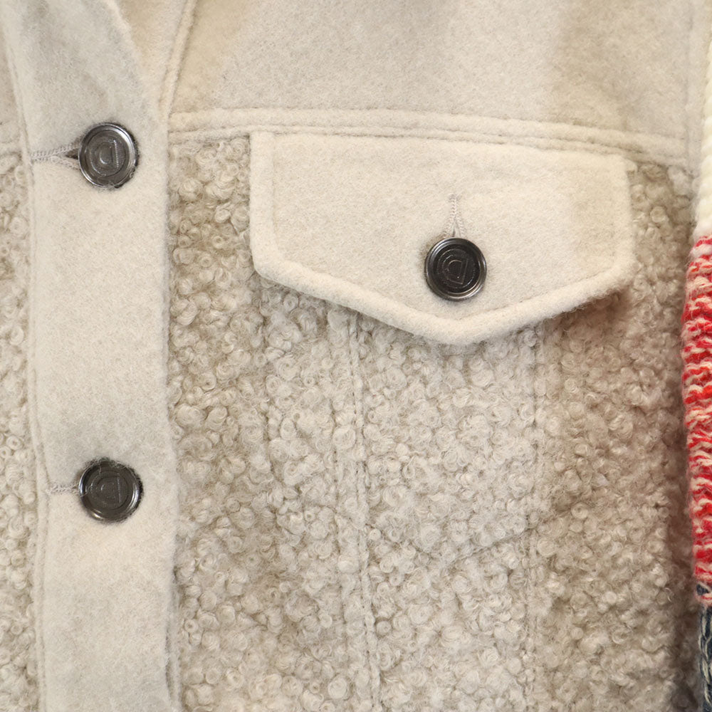 Desigual デシグアル ニット切替 トラッカー ジャケット XL グレージュ レディース