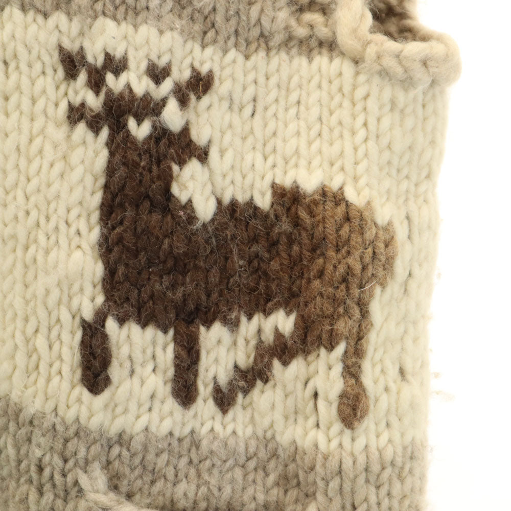 イントラカンエンタープライズ 90s カナダ製 オールド トナカイ柄 カウチン ベスト アイボリー ニット メンズ