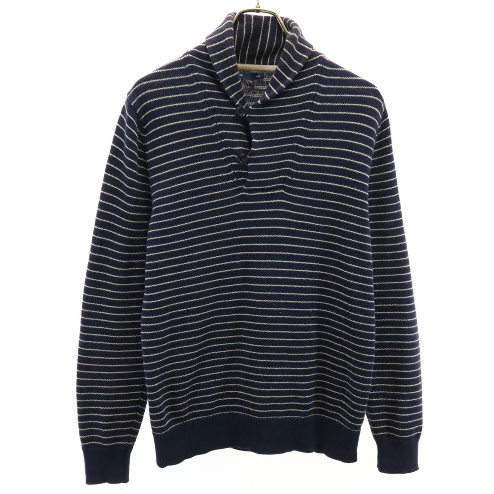 ギャップ ボーダー柄 長袖 ショールカラー セーター XS ネイビー GAP ニット メンズ