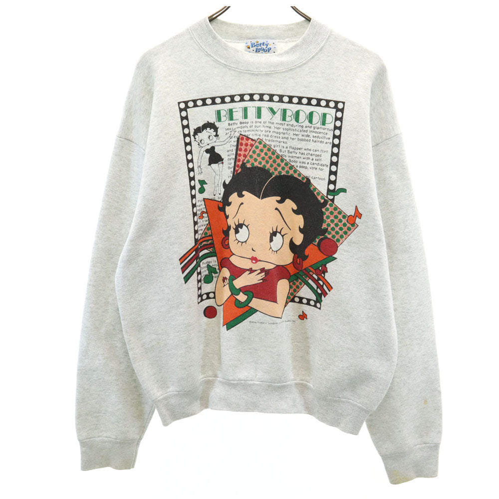 FRUIT OF THE LOOM フルーツオブザルーム 90s USA製 オールド ベティブープ 長袖 スウェット トレーナー L グレー 裏起毛 BETTY BOOP メンズ