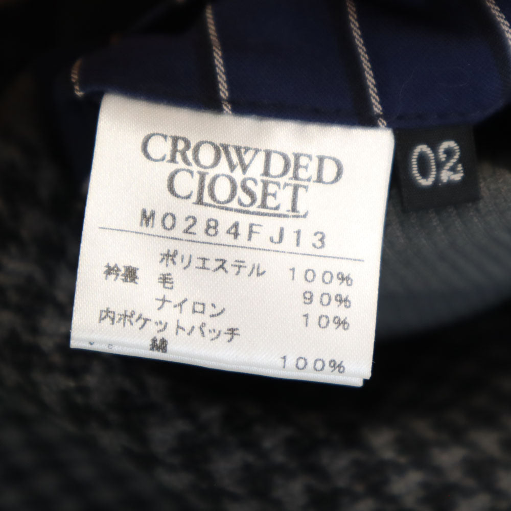 美品 クラウデッドクローゼットバイメンズビギ ハウンドトゥース柄 テーラードジャケット 2 グレー 他 CROWDED CLOSET by MEN'S BIGI ブレザー 千鳥格子 メンズ