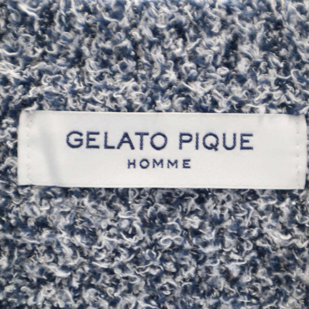 美品 ジェラートピケオム レーヨン混 長袖 カーディガン M ブルー GELATO PIQUE HOMME メンズ