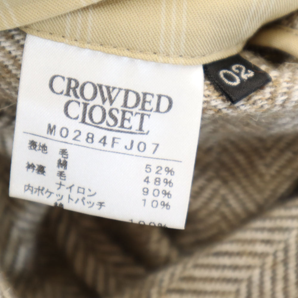 美品 CROWDED CLOSET ウールブレンド テーラードジャケット 2 ベージュ CROWDED CLOSET メンズ