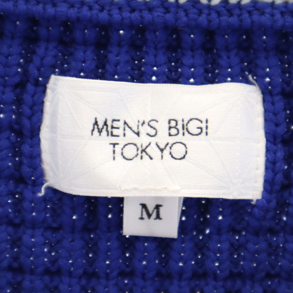 美品 メンズビギ 長袖 セーター M ブルー MEN'S BIGI ニット メンズ