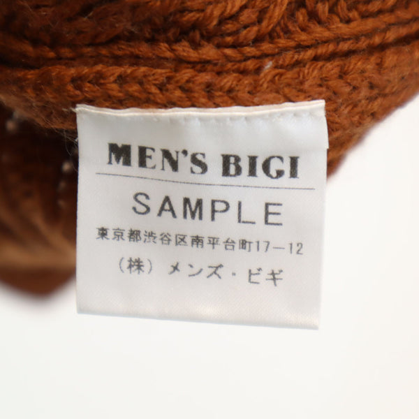 美品 ディストリクション メンズビギ 長袖 モックネック ニットカーディガン L ブラウン DISTINCTION MEN'S BIGI メンズ