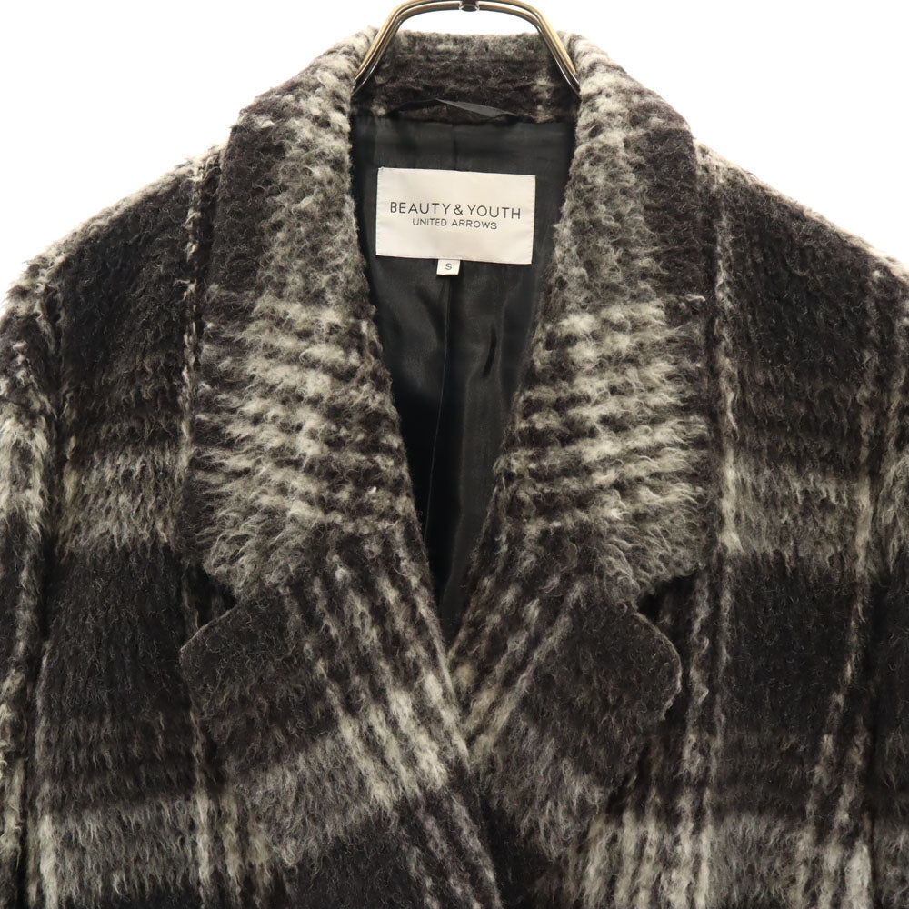 ビューティーアンドユースユナイテッドアローズ 日本製 チェック柄 ダブル テーラードジャケット S ブラック 他 BEAUTY&YOUTH UNITED ARROWS ブレザー レディース