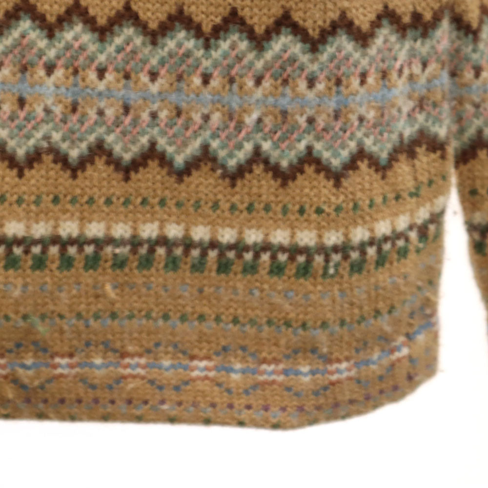 ローレンラルフローレン フェアアイル柄 長袖 ショールカラー ニットカーディガン L ブラウン LAUREN RALPH LAUREN レディース